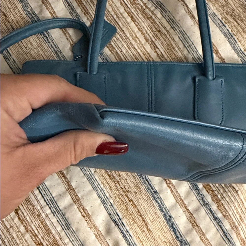Coach ORIGINAL 1996 vintage lunch tote tan gloved leather PERIWINKLE - Picture 8 of 16